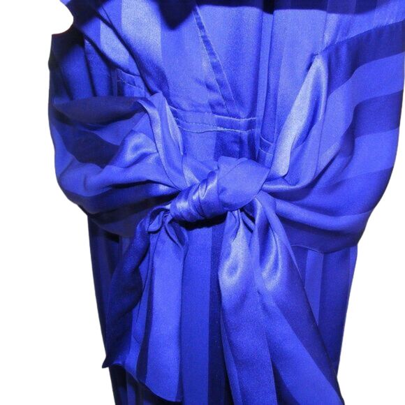 LIZ CLAIBORNE Silk Dress, 12 Blue-PURPLE Jaquard Stripes, Drop Waist - Picture 4 of 11